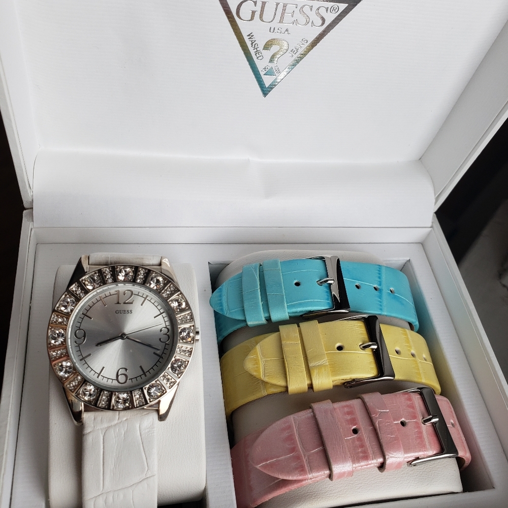 Guess Leather Band Watch Set
